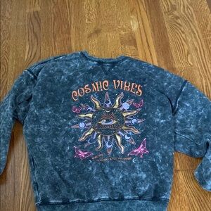 No Boundaries Cosmic Vibes Sweatshirt - Black and Orange